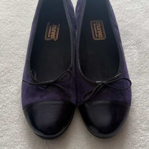Munro Suede Purple Flats with Black Toe Cap - Picture 4 of 9